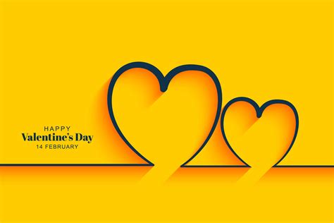 Minimalistic yellow hearts valentine's day card design 692867 Vector ...