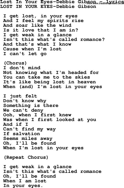 Love Song Lyrics for:Lost In Your Eyes-Debbie Gibson