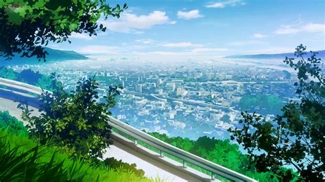 Wallpaper : landscape, city, cityscape, anime, ecosystem, mountain ...