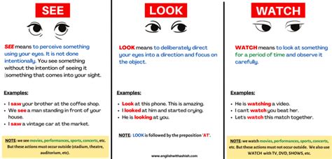 SEE, LOOK, or WATCH? What's the difference?