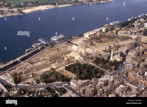 Aerial view of the Temple of Luxor and the River Nile near Luxor Egypt Stock Photo - Alamy