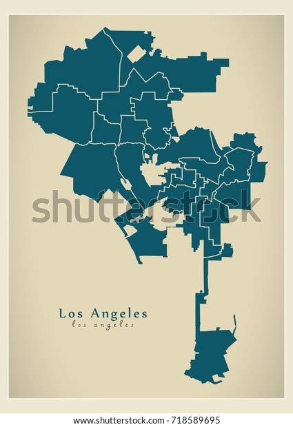 Modern City Map Los Angeles City Stock Vector (Royalty Free) 718589695 ...