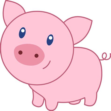 Cute Happy Pink Pig - Free Clip Art
