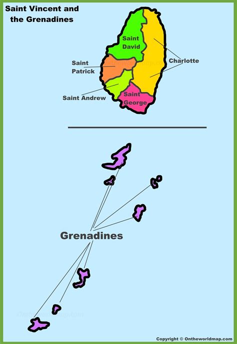 Saint Vincent and the Grenadines Parish Map - Administrative divisions map of Saint Vincent and ...