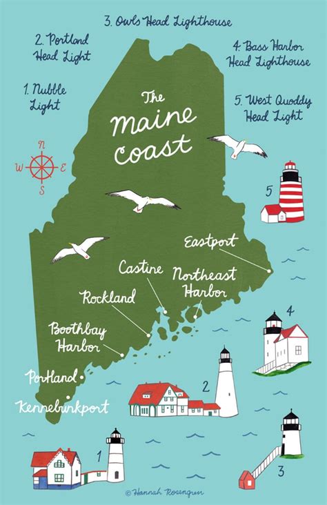 11x17 Map of the Maine Coast Print | Etsy