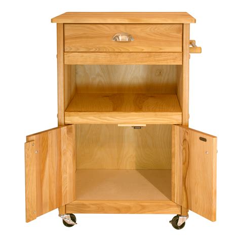 Butcher Block Storage Cart with Drawer, Open Shelf