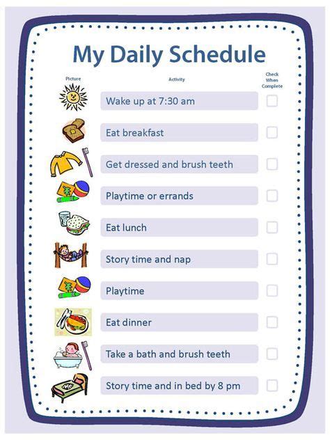 Blank Daily Schedule Template For Kids