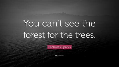 Nicholas Sparks Quote: “You can’t see the forest for the trees.”