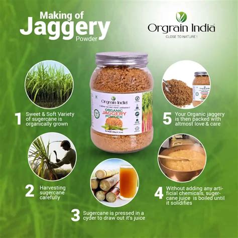 Organic Jaggery Powder - Hand Crushed Gur Powder 600g. - Orgrain India