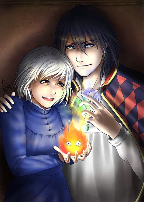 Howl, Sophie and Calcifer - Hayao Miyazaki Fan Art (38808798) - Fanpop