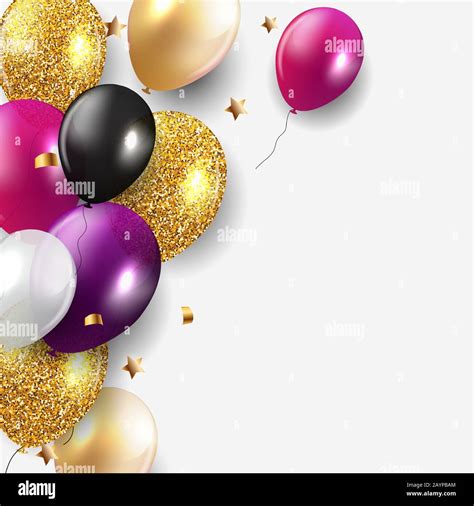 Glossy Happy Birthday Balloons Background Vector Illustration Stock ...