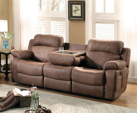 Homelegance Marille Double Reclining Sofa with Center Drop-Down Cup ...