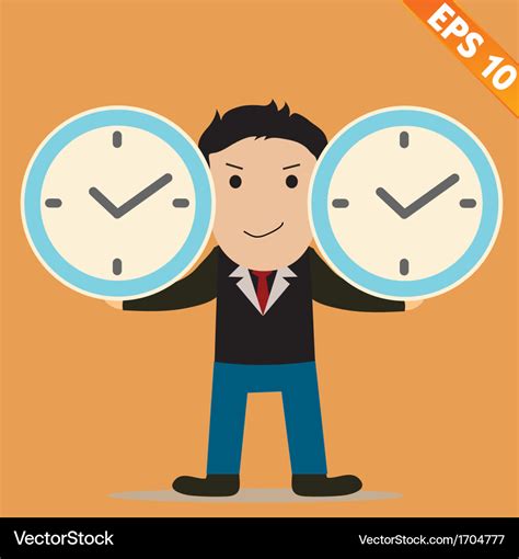 Cartoon businessman with time management Vector Image