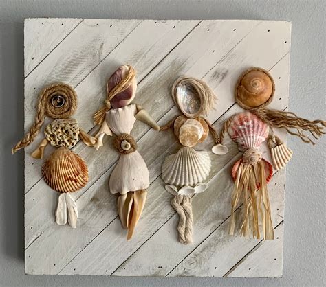 Seashell Women Wall Decor / Coastal Seashell Artwork / - Etsy