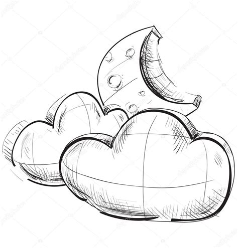 Moon And Clouds Drawing at GetDrawings | Free download