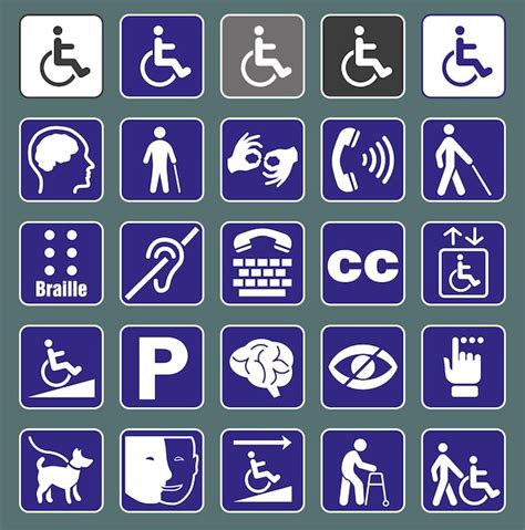 Premium Vector | Set of disability icons or graphic elements with information about disability ...