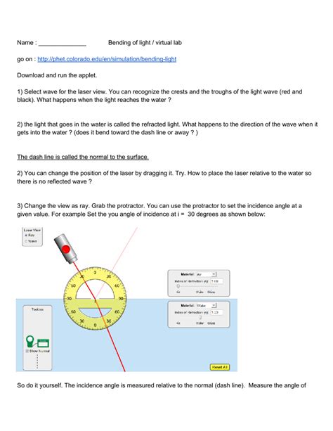 Phet Simulation Bending Light Answer Sheet | Americanwarmoms.org