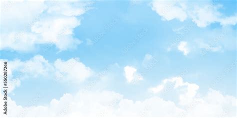 Blue sky and cloud background. Light blue sky and white clouds. On a ...