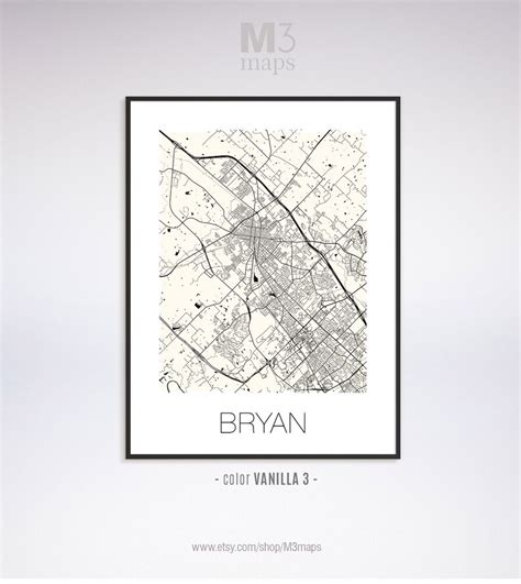 Bryan Texas Bryan TX Map Bryan Map Bryan Print Bryan | Etsy