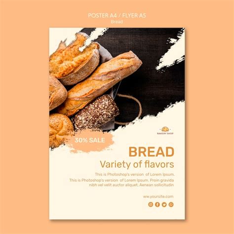 Free PSD | Bread shop poster template