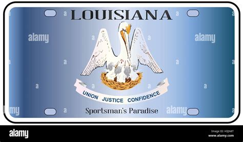 Louisiana state license plate in the colors of the state flag with the ...