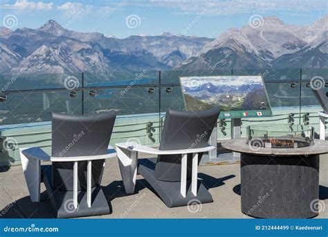 Banff Gondola Station Sky Bistro Observation Deck in Summer Time. Sulphur Mountain Summit, Banff ...