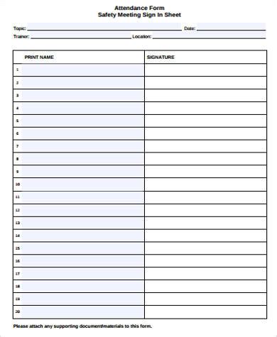 FREE 12+ Sample Meeting Sign in Sheet Templates in MS Word | PDF