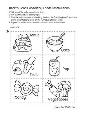 Healthy And Unhealthy Food Worksheet For Kindergarten - Healthy Eating Printable Activities For ...