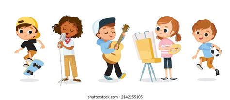 Childrens Hobbies Activitiesschool Kids Play Music 库存矢量图（免版税）2142255105 | Shutterstock