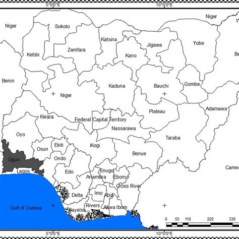 Map of Ogun State highlighting the border local governments (Ipokia ...