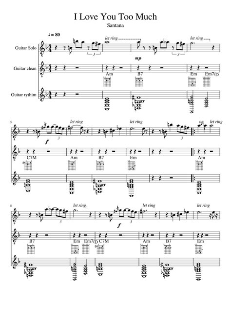 Free sheet music: I Love You Too Much- by Santana, Carlos, Play and Download any time