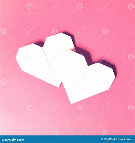 Pink Heart, Valentine. Paper Heart, Origami. Stock Photo - Image of ...