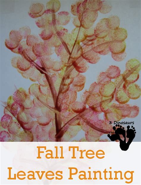 Fall Tree Leaves Painting | 3 Dinosaurs