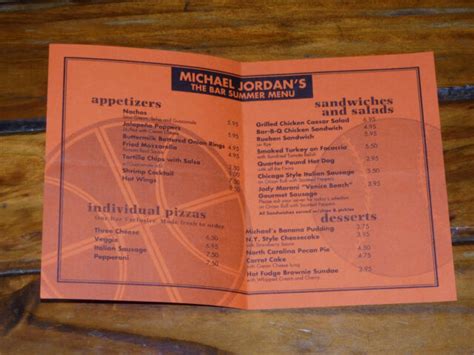 Rare-Vintage 1994 Michael Jordan's Restaurant-The Bar Summer Menu 9"x6 ...