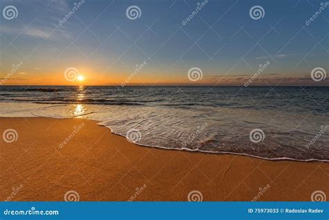 Sunrise over ocean waves. stock image. Image of destination - 75973033