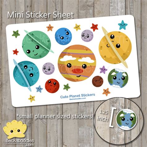 Cute Planets Sticker Sheet planner stickers solar system