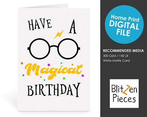 Have A Magical Birthday Greeting Card Printable Wizard Harry Potter Inspired Magic - Etsy