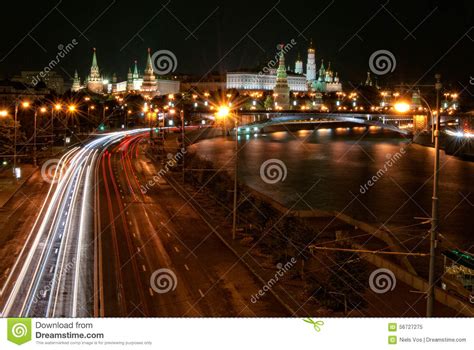 Moscow Kremlin by Night stock image. Image of night, russian - 56727275