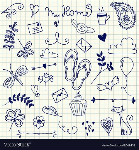 My Home pen doodles on squared paper Royalty Free Vector