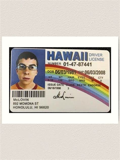 "Mclovin superbad ID Meme Funny" Art Print by Thepodcave | Redbubble