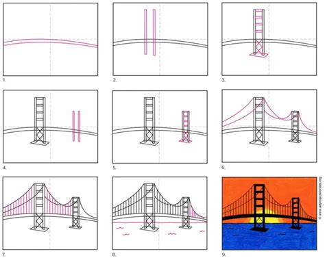 How to Draw the Golden Gate Bridge · Art Projects for Kids in 2020 ...