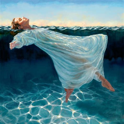 Woman floating in water by Leslie Balleweg | Water illustration, Girl ...