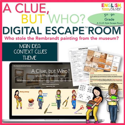 Main Idea & Theme Digital Escape Room - English, Oh My!