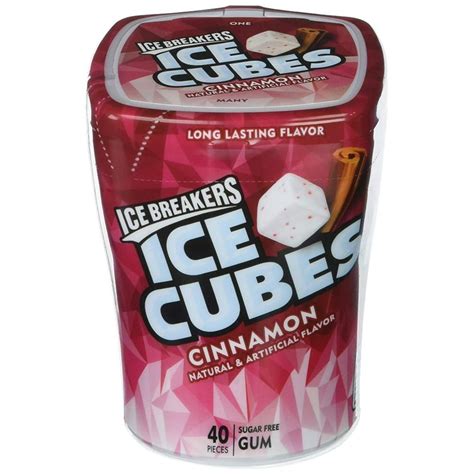 Ice Cubes Sugar Free Gum, Cinnamon 40 count Pack of 4, Ice Breakers Ice Cubes Sugar Free Gum By ...