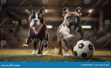 Dogs playing soccer stock photo. Illustration of lifestyle - 280449368