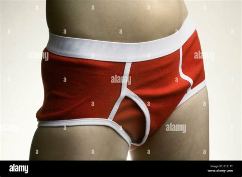 woman wearing red men's y-front briefs Stock Photo - Alamy