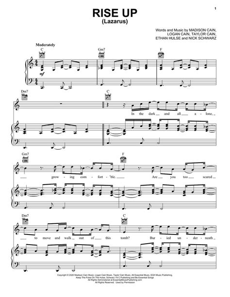 CAIN Rise Up (Lazarus) Sheet Music Notes, Chords | Sheet music, Sheet music notes, Music notes