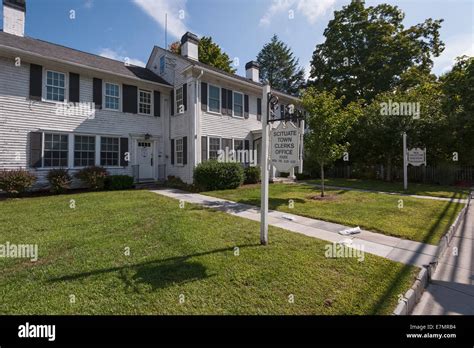 Street scene of New England and the quaint small town of North Scituate ...