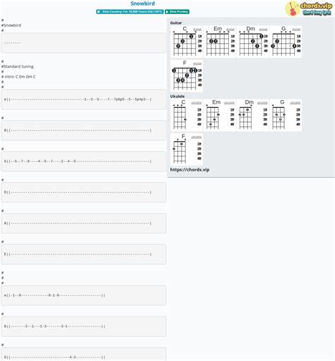 Chord: Snowbird - tab, song lyric, sheet, guitar, ukulele | chords.vip