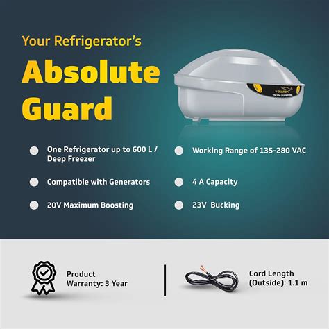 Buy V-GUARD 4 Amps Voltage Stabilizer For Up to 600 Litres Refrigerator + 1 Deep Freezer (135 ...